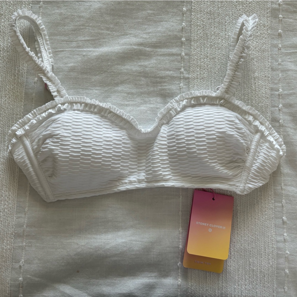 NWT Stoney Clover Lane x Target White Textured Ruffle Bikini Top